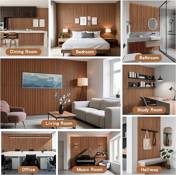 4 Pack Acoustic Panels Sound Absorbing, 47.2”x23.6” Sound Dampening Panels, Decorative Soundproof Wall Panels with Simulated Wood Grain Finish, for Office,Home Theater,Studio,Living Room, Cherry