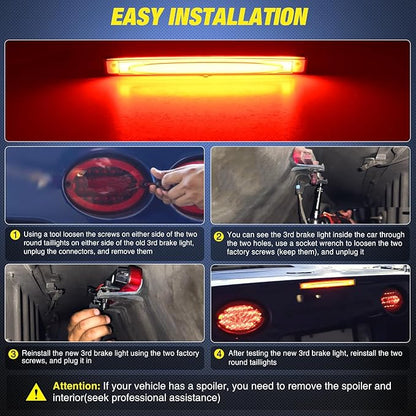 Nilight Third Brake Light Tail High Mount 3rd Stop Lights Smoked Lens Compatible with Chevy Corvette C6 2005 2006 2007 2008 2009 2010 2011 2012 2013 Car Rear Center Cab Lamp