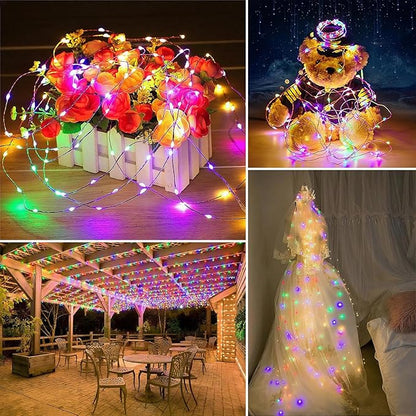 Solar String Lights Outdoor Waterproof 6 Pack Total 198ft 600LED 8 Modes Twinkle Lights Solar Fairy Lights for Patio, Garden Yard Party Tree Christmas Halloween Decoration, Multicolor