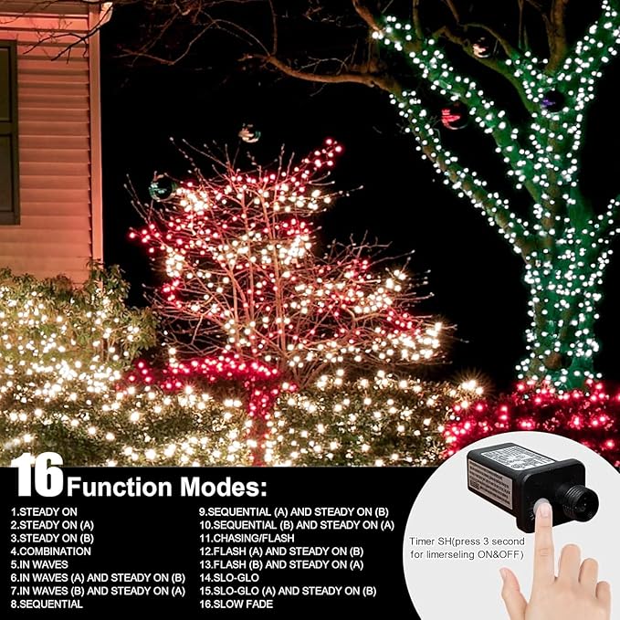 LAMPHOME 33ft Green St. Patrick's Day Mini String Lights, 100 LED Christmas Decorative Transparent Wire Fairy Starry String Lights Plug in, 16 Lighting Modes for Indoor Outdoor Xmas Tree