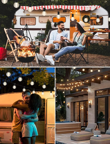 25FT Frosted White Lights G40 Globe Outdoor String Lights Patio Lights with 25 Frosted White Globe Bulbs - Black Wire