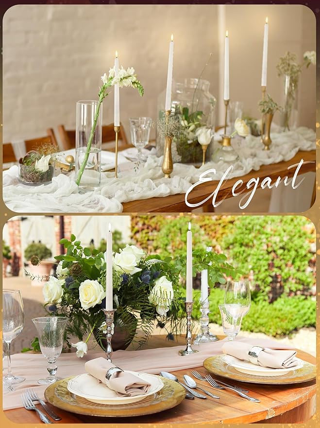 Treela 24 Pcs Flameless Taper Candles Battery Operated Bulk Fake Candles Light LED Candle Sticks Flickering Tapered for Easter Wedding Anniversary Decoration(Roman Column,11 Inch,Ivory)