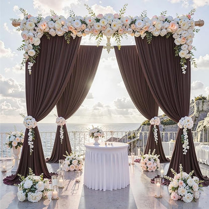 10 ft x 10 ft Wrinkle Free Brown Backdrop Curtain for Parties, Wedding Brown Photo Backdrop Drapes, Fabric 2 Panels 5x10ft for Baby Shower Photoshoot Engagement Birthday Photography Background