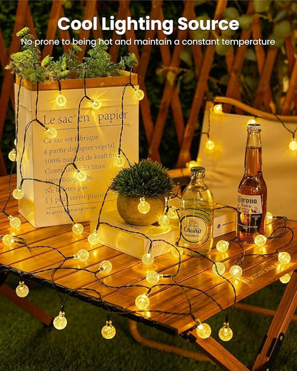 Brightown Solar String Lights Outdoor Waterproof, 2 Pack 60 LED 36.5 FT Each, Solar Powered Patio Lights with 8 Lighting Modes for Garden Yard Porch Wedding Party Decor (Warm White)