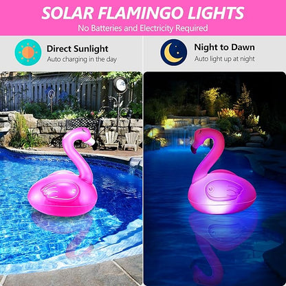 Toodour Floating Pool Lights Color Changing, 3 Packs Solar Flamingo Pool Lights that Float, RGB Inflatable Solar Powered Flamingo Light for Swimming Pool, Party, Garden, Patio, Outdoor Decor