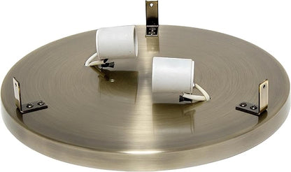 Elegant Designs FM1003-ABS Elipse Crystal 12 Inch Modern Metal 2 Light Round Ceiling Flush Mount Fixture, Antique Brass