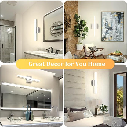 Combuh Modern Bathroom Vanity Light Fixtures Above Mirror Soft Shadow Free Lighting, 16 Inch 9W Small Space Sink Wall Lamp Bars Restroom Lámparas para Baños Sobre Espejo Chrome Natural White 4000K