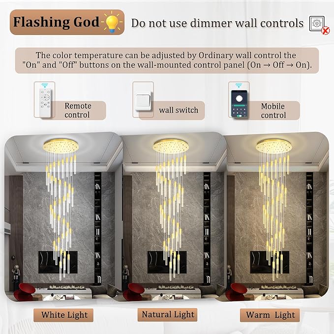 Flashing God 181'' Large Chandeliers for High Ceiling 36-Lights Raindrop Crystal Chandelier Modern Bubble Chandelier Crystal Pendant Light for Living Room Staircaes Foyer Entrance Gold