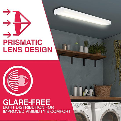 Sylvania 48" LED Prismatic Wrap Light, 36W, 4000 LMS, Linkable, 4000K, Damp Rated, White - 1 Pack (66740)