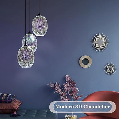 Modern 3D Fireworks Pendant Light Colorful Pendant Lights Colorful Glass Fireworks Art Pendant Light Unique Fixture for Kitchen Island Restaurant Living Room Bedroom (Dia8.6 x H12.6, Bulb Incl.)
