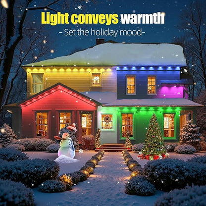 100ft Permanent Outdoor Lights, RGB+IC IP67 Waterproof Smart LED Lights with App/Remote for Daily, Christmas, New Year, Halloween, Holiday, Party Decor, Valentine's Day Christmas Lights Outdoor