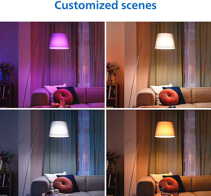 Philips Smart 100W A19 LED Light Bulbs 4-Pack - Connects to Your Wi-Fi - E26 - Control with Voice or App + Activate with Motion - Matter Compatible