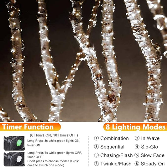 Joomer Fairy String Lights 33FT 100 LEDs Plug in Fairy Lights Indoor Copper Wire String Light DIY for Bedroom, Parties, Wedding, Christmas, Outdoor, Indoor Decoration (White, Non-Connectable)