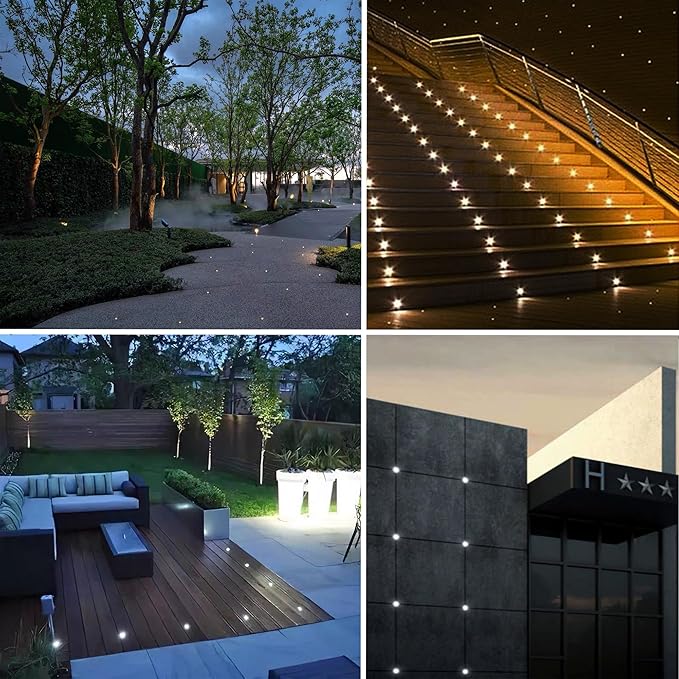 LED Mini In-Ground Starlight, 1W 24V DC Low Voltage Recessed Well Light, IP67 Waterproof, Buried Underground Marker Outdoor Landscape Lighting,Warm White 3000K (24V DC, 1 Pack)