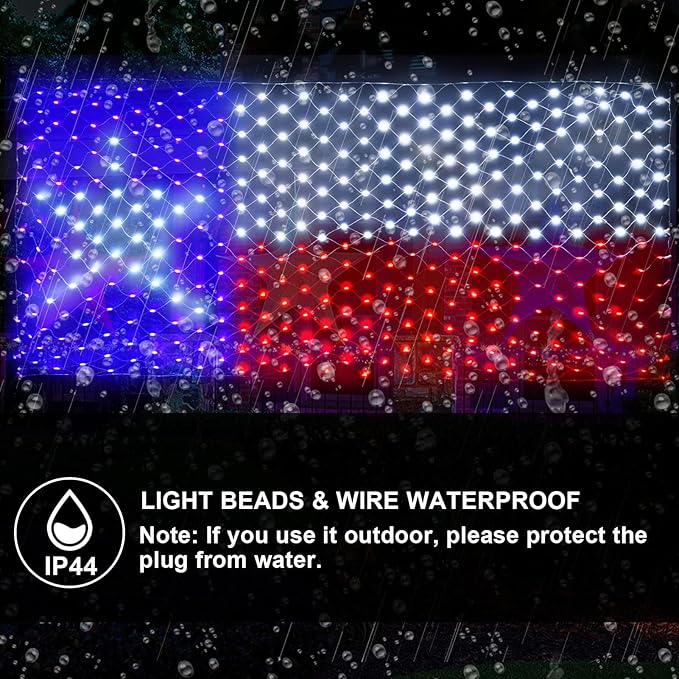 Leisure world 384 LED Texas Flag Net Lights – 6.6ft x 3.3ft, 8 Modes, Waterproof, Super Bright for 250th Anniversary, 4th of July, Christmas Party & Holiday Decorations