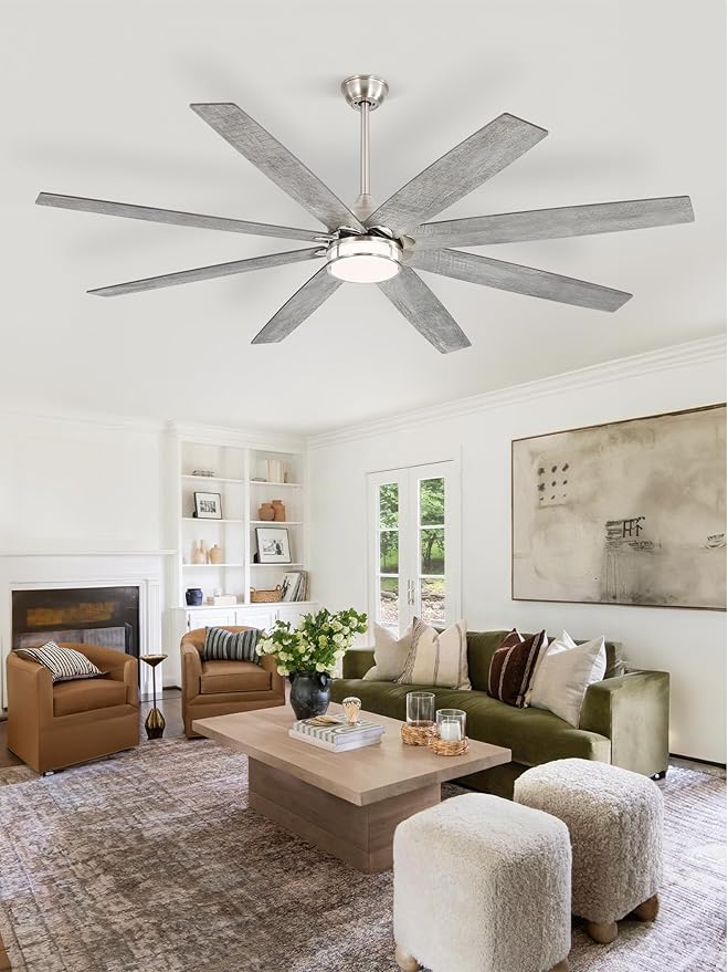 Fanbulous 72 Inch Ceiling Fans with Lights, Large Farmhouse Ceiling Fans with Remote, Walnut&Gray Ceiling Fan Fixtures with Bright LED Light for Living Room, Bedroom, Kitchen