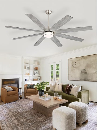 Fanbulous 72 Inch Ceiling Fans with Lights, Large Farmhouse Ceiling Fans with Remote, Walnut&Gray Ceiling Fan Fixtures with Bright LED Light for Living Room, Bedroom, Kitchen