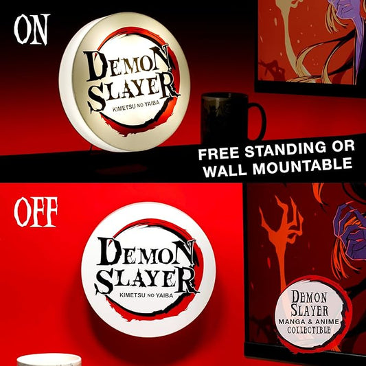 Paladone Demon Slayer Logo Light - Officially Licensed Kimetsu No Yaiba Freestanding or Wall Mountable Desk Light, Anime Lover Gift
