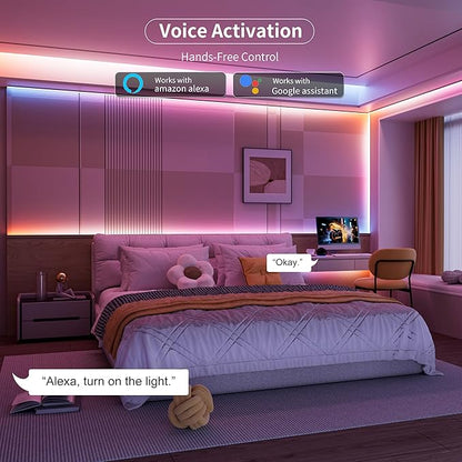MIWISE RGB Smart IC COB LED Strip Light,20ft Color Chasing Flexible LED Tape Light,WS2811 Addressable RGB Strip with APP Control/Music Mode,Work with Alexa/Google,for Party/Home DIY Lighting Projects