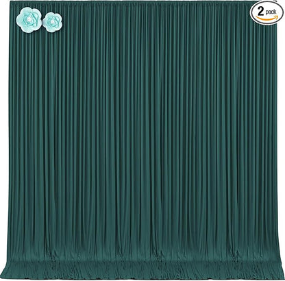 10x12 Hunter Green Backdrop Curtains for Wedding Party Wrinkle Free Backdrops Curtain Drapes Fabric Decorations Photo Back Drop Cloth for Baby Shower Photography Stage Reception 5ft x 12ft,2 Panels