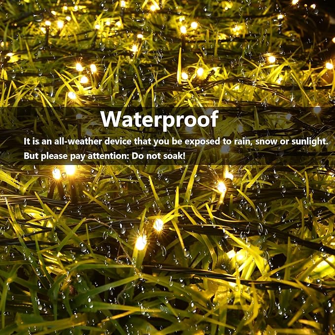 Joomer Solar String Lights, 39FT 100LED Solar Powered Outdoor Fairy Lights, Waterproof 8 Modes Twinkle String Lights for Garden Patio Yard Tree Wedding Christmas Decor (Warm White)