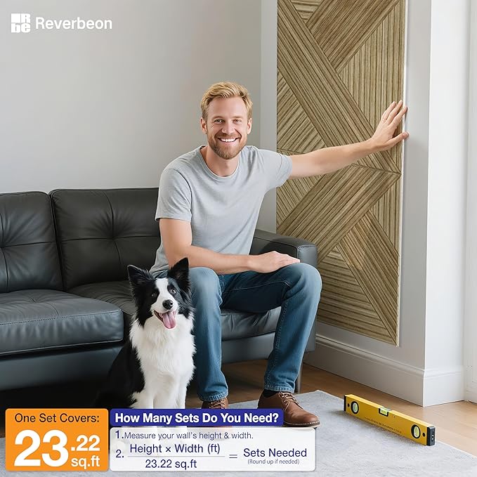 Acoustic Panels Sound Absorbing, 23.6×23.6 Inch 6 Pcs, Acoustic Wall Panels for Medium to Large Rooms, Decorative Sound Treatment for Echo Reduction in Home Offices, Bedrooms & Recording Studios