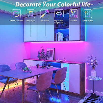 GANZQH 300FT Led Lights for Bedroom, Color Changing RGB Led Strip Lights Indoor, Music Sync Led Light Strip with Remote and App Control, DIY Led lights for Room Home Decor Ambient Lighting (3*100FT)
