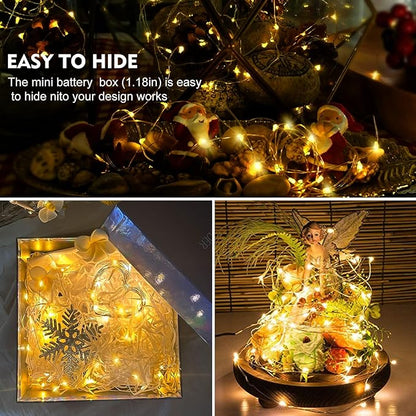 AIKEI 100 Pack LED Fairy Lights Battery Operated, Mini String Lights Waterproof 7 Feet 20 Led Firefly Starry Lamps for Wedding Party Bedroom Garden Christmas Decoration Warm White