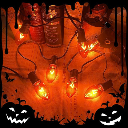 GOOTHY C9 Orange Christmas String Lights, 25Ft Outdoor Christmas Decorations Lights with 26 Incandescent Orange Bulbs, Hanging Patio Lights Waterproof for Roofline Backyard Outdoor Halloween Party