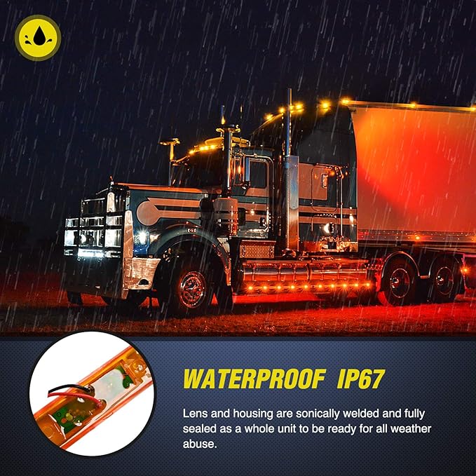 Nilight 10Pcs 3 Led Trailer Light 3.9 Inch Front Rear Side Marker Lights Clearance Indicator Waterproof Sealed Surface Mounted Marker Light for RV Truck Trailer UTE UTV 12V