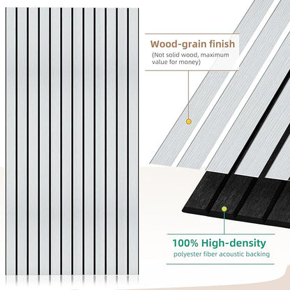 10 Pack Acoustic Wall Panels, Soundproof Panels with Simulated Wood Grain Finish, 47.2”x23.6” Decorative Acoustic Wall Panel for Office,Home Theater,Studio,Living Room, White Oak