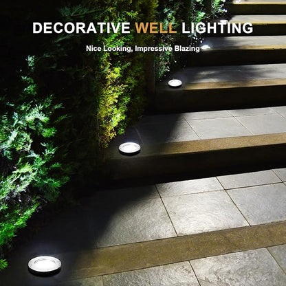 Low Voltage Landscape Well Lights, Outdoor LED Ground Lights for Garden, Lawn Pathway Backyard, Patio Walkway Decor 8Pack Black (Cool White(6000K))
