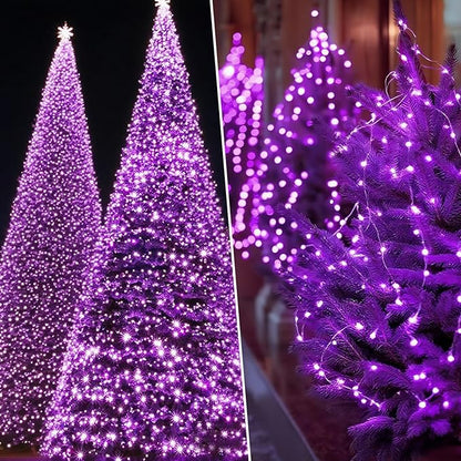 Solar String Lights Outdoor Waterproof 33ft 100LED 8 Modes Twinkle Lights Solar Fairy Lights for Patio, Garden Yard Party Wedding Tree Christmas Halloween Decoration, Purple