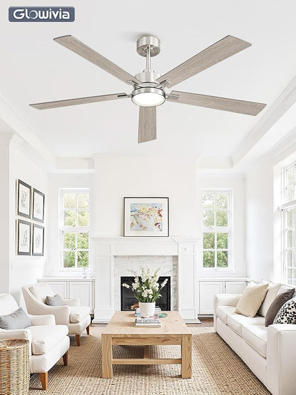 60 Inch Ceiling Fan with Lights and Remote, Smart APP Control, Dimmable with All-Setting Memory, Quiet DC Motor Reversible Blades, Damp Rated Modern Ceiling Fan for Bedroom Patio Living Room