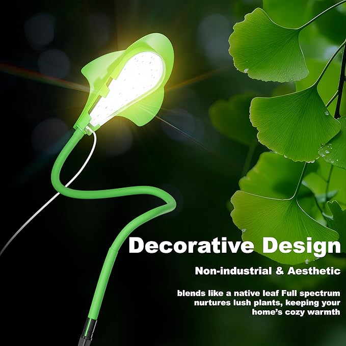 V.C Formark Small Grow Lights for Indoor Plants - Full Spectrum Leaf Shaped LED Plant Light with 4/8/12/18H Timer & Dimmable, Safe for Succulents/Herbs/Potted Small Plants