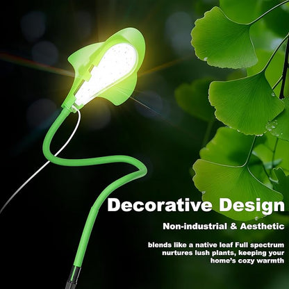 V.C Formark Small Grow Lights for Indoor Plants - Full Spectrum Leaf Shaped LED Plant Light with 4/8/12/18H Timer & Dimmable, Safe for Succulents/Herbs/Potted Small Plants