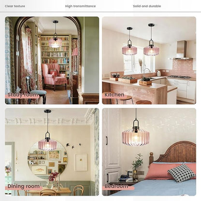 Lighting Mid Century Modern Pendant Lighting Large Glass Shade Pink Globe Pendant Lights Kitchen Ceiling Hanging Light Farmhouse Vintage Hanging Lights Adjustable Cord Light Fixture