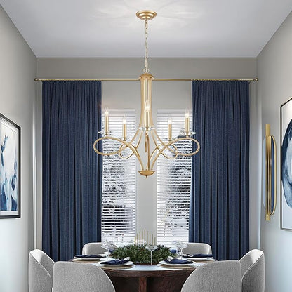 Saint Mossi 5-Lights Gold Modern Chandelier Lighting Fixture, Modern Pendant Light for Dining Room, Contemporary Chandelier for Bedroom, Living Room, Dining Room,H27 xD26,Chain Adjustable