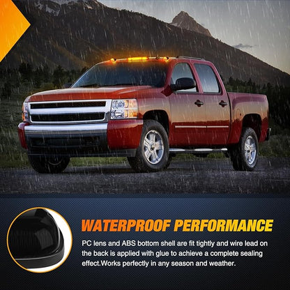 Nilight LED Cab Marker Lights 3 PCS Roof Running Light LED Smoke Lens Amber Cab Clearance Light Compatible with 2002-2007 Chevy Silverado GMC Sierra 1500 1500HD 2500 2500HD 3500