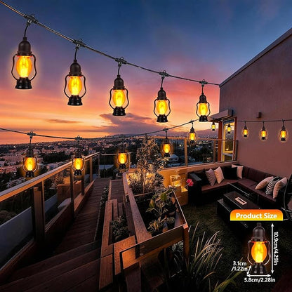 Zeiliuled Solar Flame String Lights, 21FT Solar String Lights Outdoor Waterproof with 10 Flickering Flame Bulb,Shatterproof Solar Power Patio Lights with for Yard Bistro Porch Garden Camping Decor