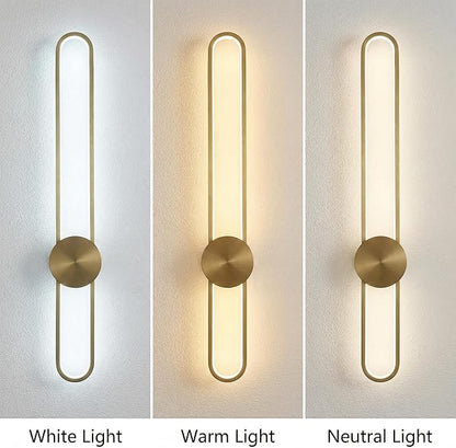 Modern Wall Sconce Dimmable 3000K/4000K/6000K LED Wall Light Fixture, Hardwired Wall Lamp for Living Room, Dining Room, Bedroom, Hallway, Lobby, Entryway (Brushed Gold, 35.4inch/H90cm)