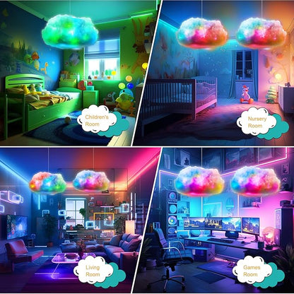 LED Cloud Light, RGB Cloud Lamp with IC Remote Control and APP Control Cool Lights Sync Music Color Changing Led Lights for Bedroom Ceiling Adults and Kids Modern Home & Room Decor