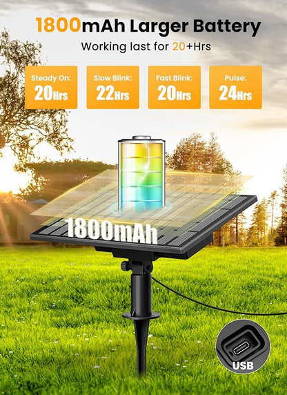 Brightown 38FT 16LED Solar String Lights Outdoor with Remote & USB Port, Shatterproof Bulbs, Dimmable & Timable, 3 Modes, Patio Lights Solar Powered with Mount Clips for Camping Backyard Garden Decor
