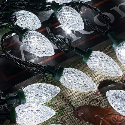 AWQ 100LED 81 FT C9 Christmas String Lights Plug in Fairy Twinkle String Lights 8 Modes Timer Function Waterproof Extendable for Indoor Outdoor Wedding Party Christmas Decoration (100, White)