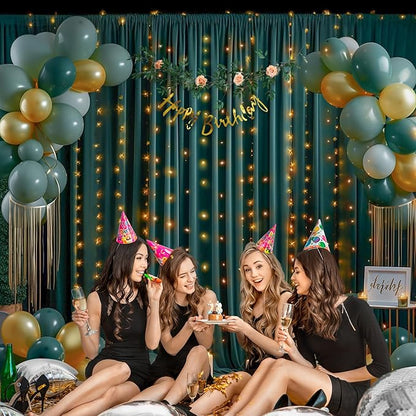 10x12 Hunter Green Backdrop Curtains for Wedding Party Wrinkle Free Backdrops Curtain Drapes Fabric Decorations Photo Back Drop Cloth for Baby Shower Photography Stage Reception 5ft x 12ft,2 Panels