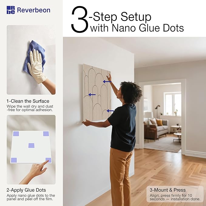 6 PCS Acoustic Panels, 23.6x23.6 Inch Sound Absorbing Panels, Decorative Acoustic Wall Panels for Recording and Home Studio, Office with Double-Sided Adhesive Tape