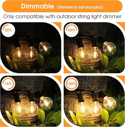 Mlambert G40 LED Replacement Light Bulbs for String Lights, Dimmable E12 Base Shatterproof Bulbs, 1W Equal to 5W, Warm White 2700K, 25Pack, Not Solar