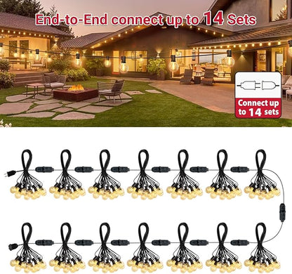 LAMPHOME 100Ft Outdoor String Lights, 50+2 Shatterproof Edison Bulbs Waterproof Connectable Dimmable Patio Lights, Outdoor Lighting for Backyard Porch Garden Balcony Deck Cafe Christmas Party Decor
