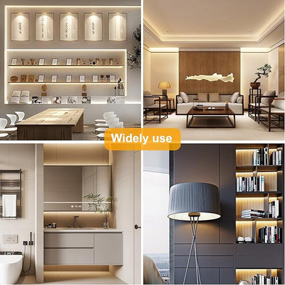 Pandery COB LED Strip Lights Natural White,24V Dimmable led Light Strip KIT with Remote and app Control,4000K 65FT/20m 8mm Wide Ra>90 Cuttable Flexible Strip Lights for Bedroom,Shelf,Cabinet