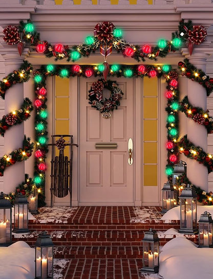 G40 LED Christmas String Lights, 50FT Christmas G40 String Lights with 27 Shatterproof LED Clear Red Green Bulbs, Xmas Outdoor Decoration Lights for Patio Backyard Roofline Garden Yard